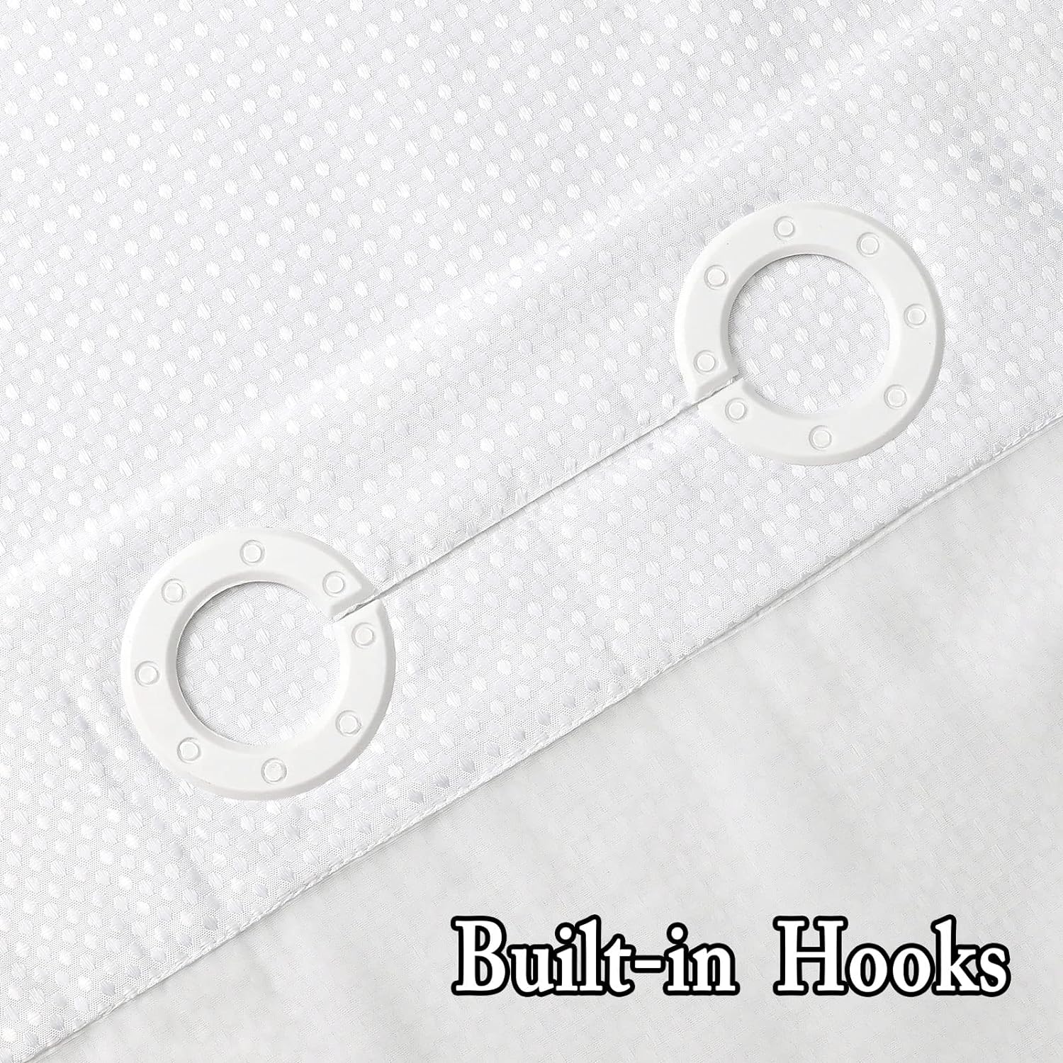Gibelle Waffle Weave Shower Curtain Set Hook Free with Snap Liner White 72x74
