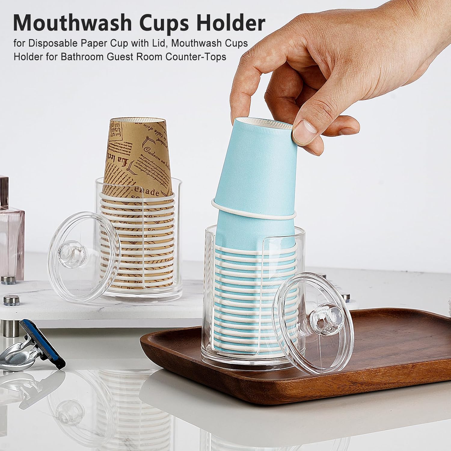 2-Pack Small Bathroom Cup Dispenser for 3-4 oz Cups