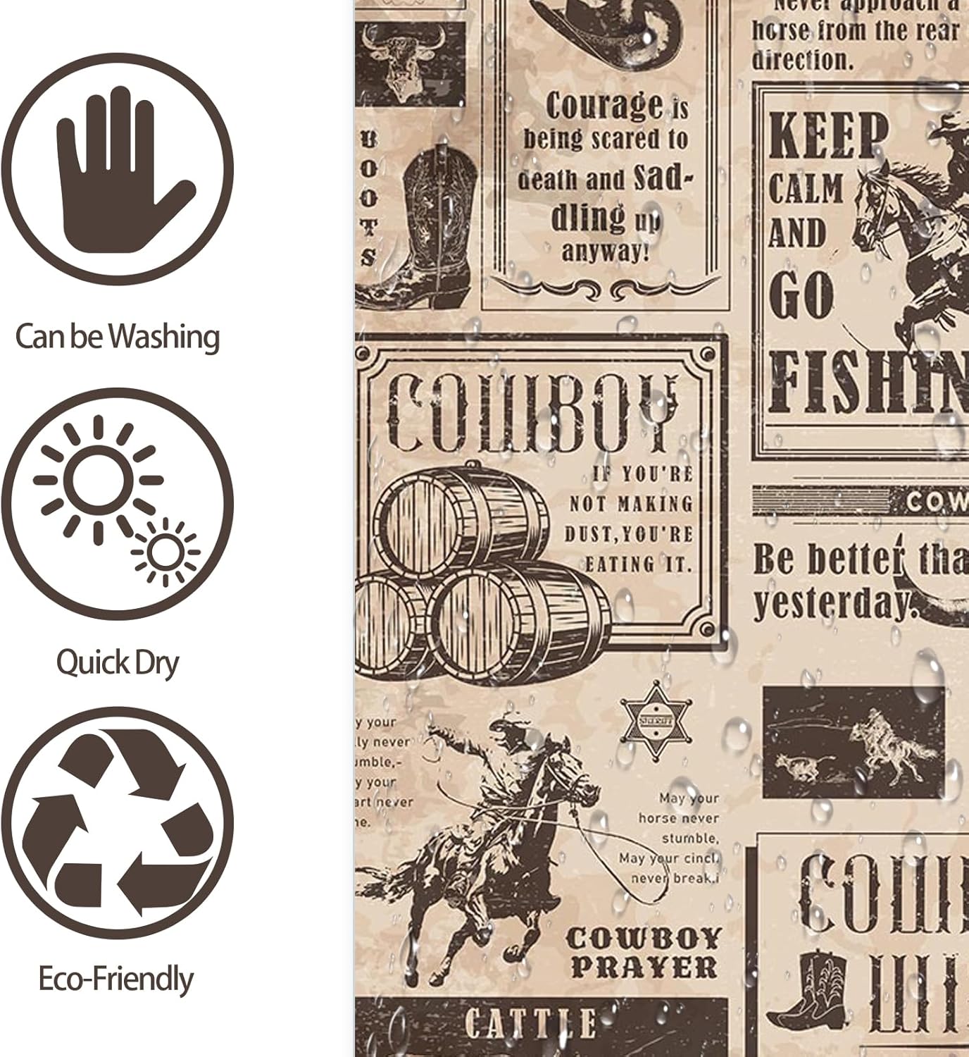 Mocsicka Western Cowboy Shower Curtain 72X72 Inches 1
