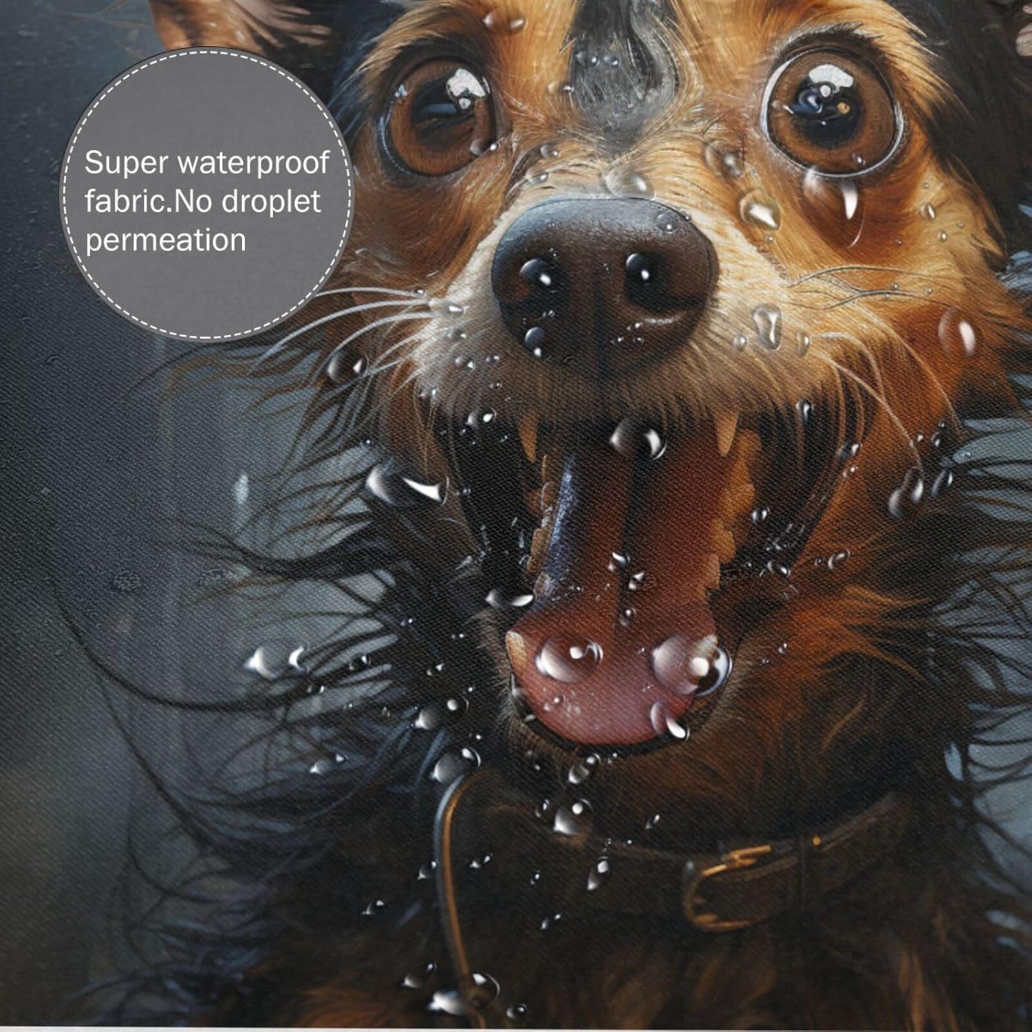 TIYAANDSY Smile Dog Shower Curtain Set 72x72in Waterproof