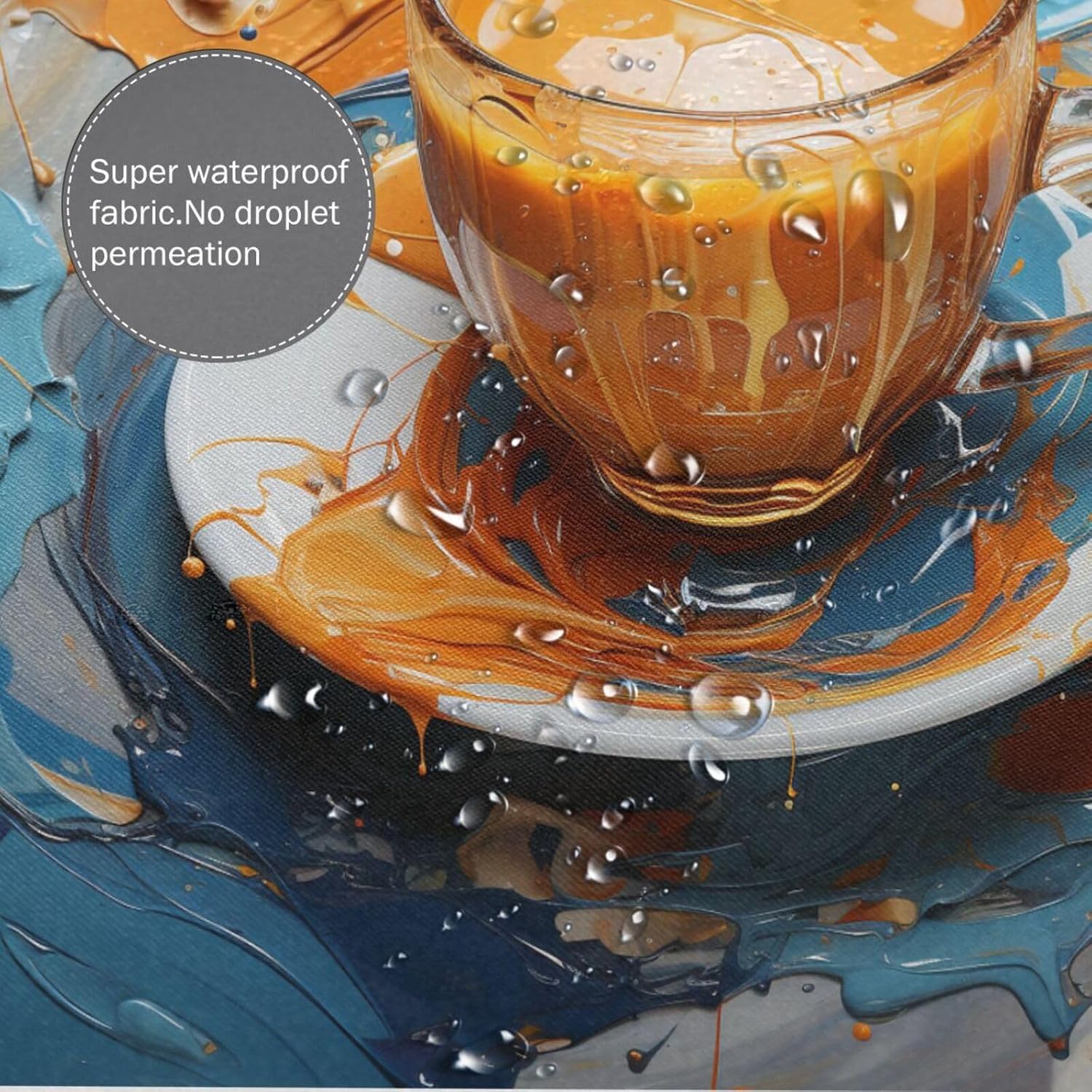 TIYAANDSY Coffee Cup Abstract Shower Curtain Set