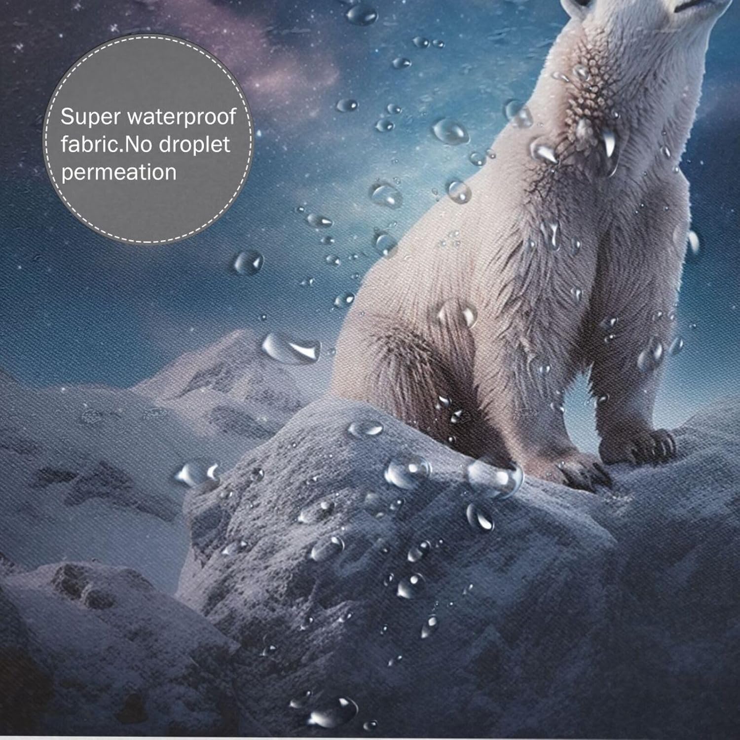 White Polar Bear Shower Curtain Set with 12 Hooks 72x72in 1