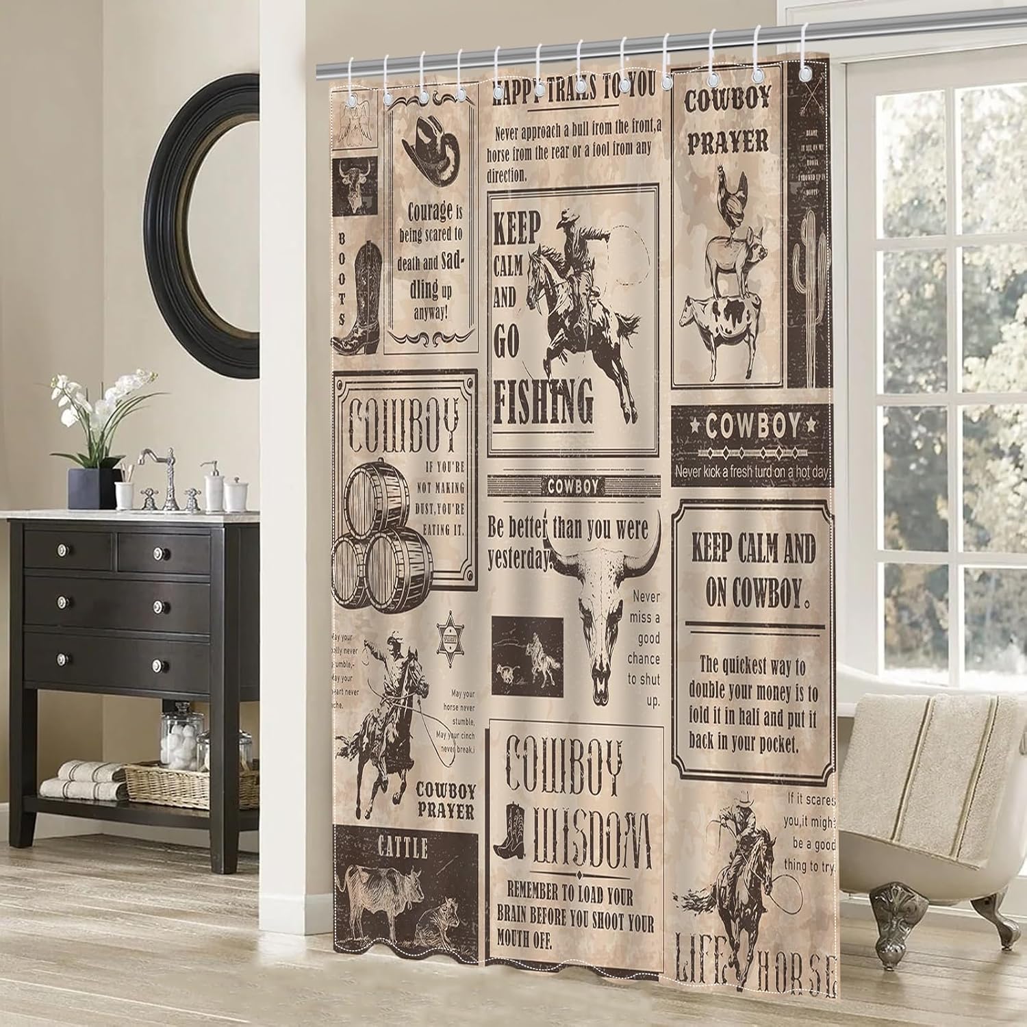 Mocsicka Western Cowboy Shower Curtain 72X72 Inches 1