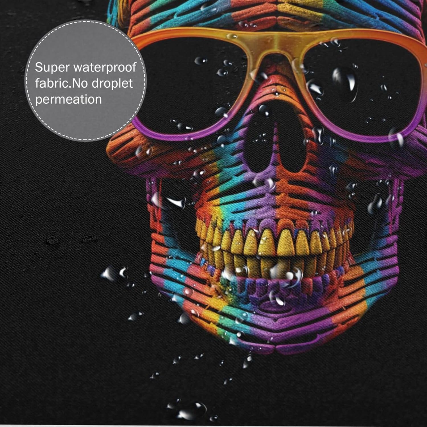 Boho Skull Pattern Waterproof Shower Curtain Set
