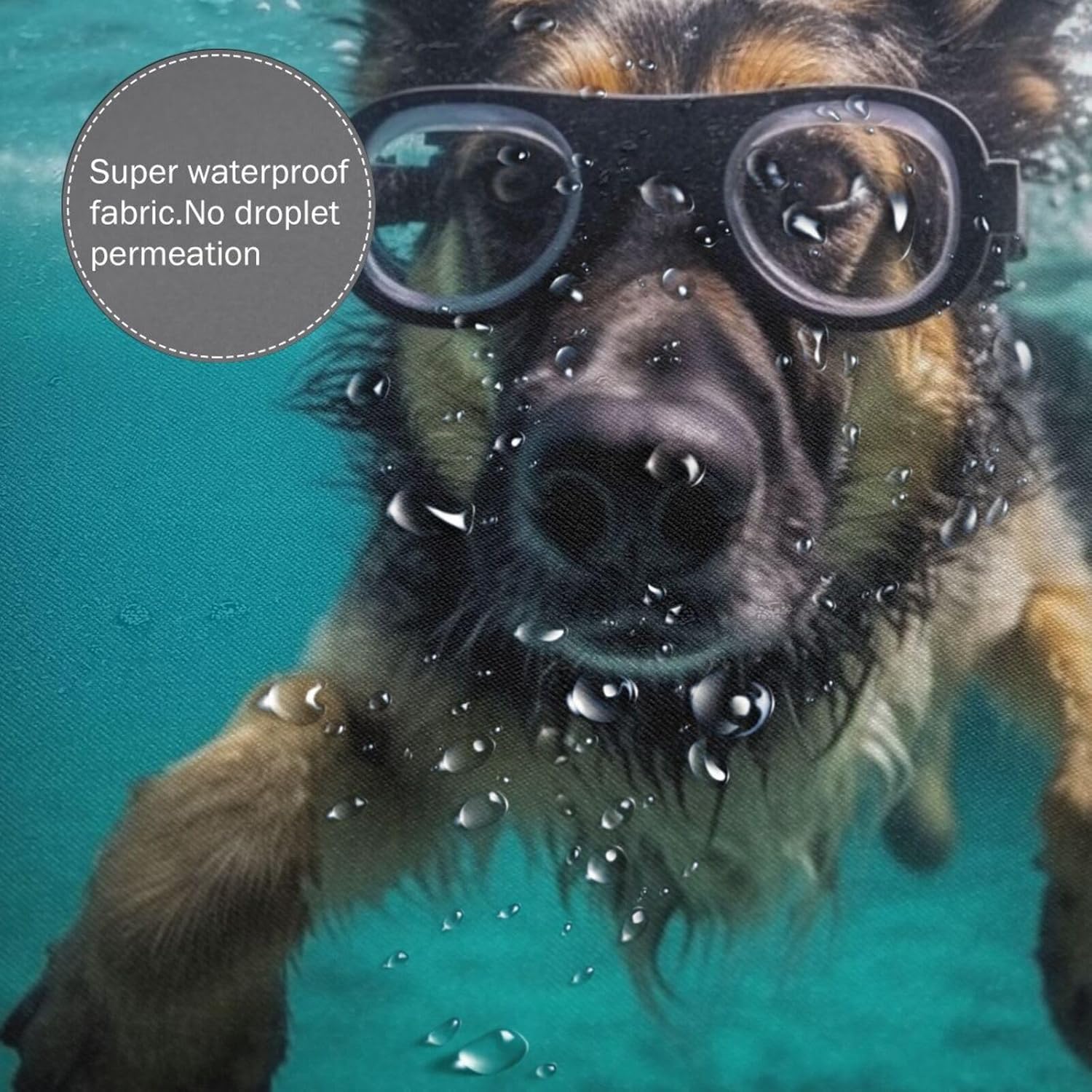 TIYAANDSY Underwater Glasses Dog Shower Curtain Set