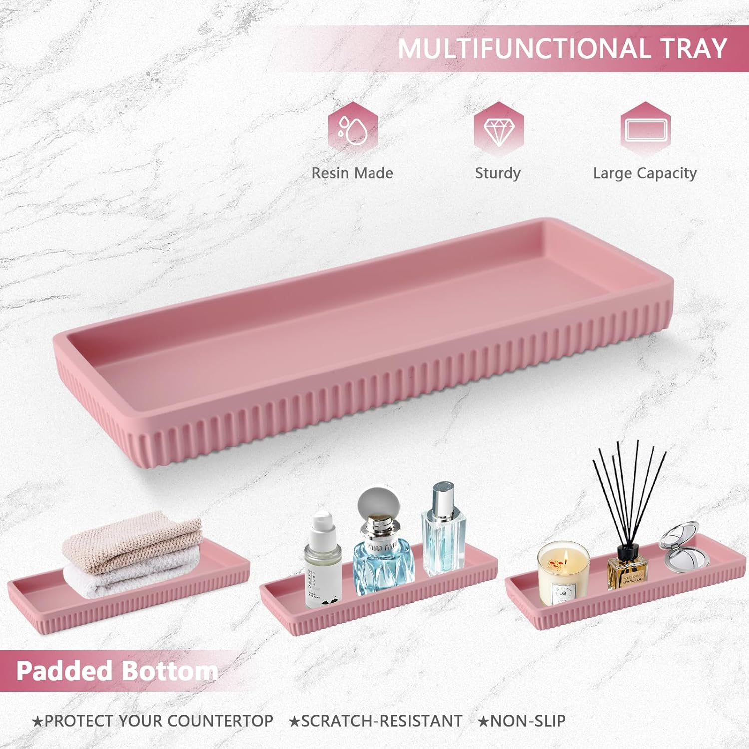 XLHOMO Resin Pink Bathroom Accessory Set 5 Pcs