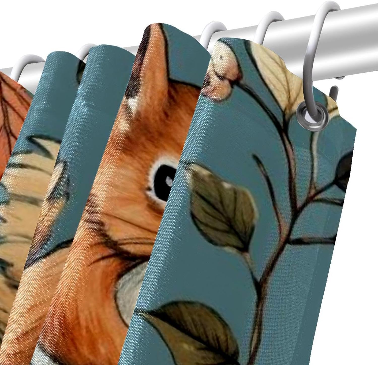 Cute Squirrel Shower Curtain Set with 12 Hooks