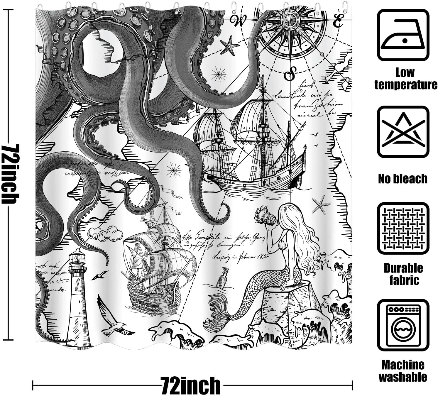 Fungarth Nautical Octopus Shower Curtain Set