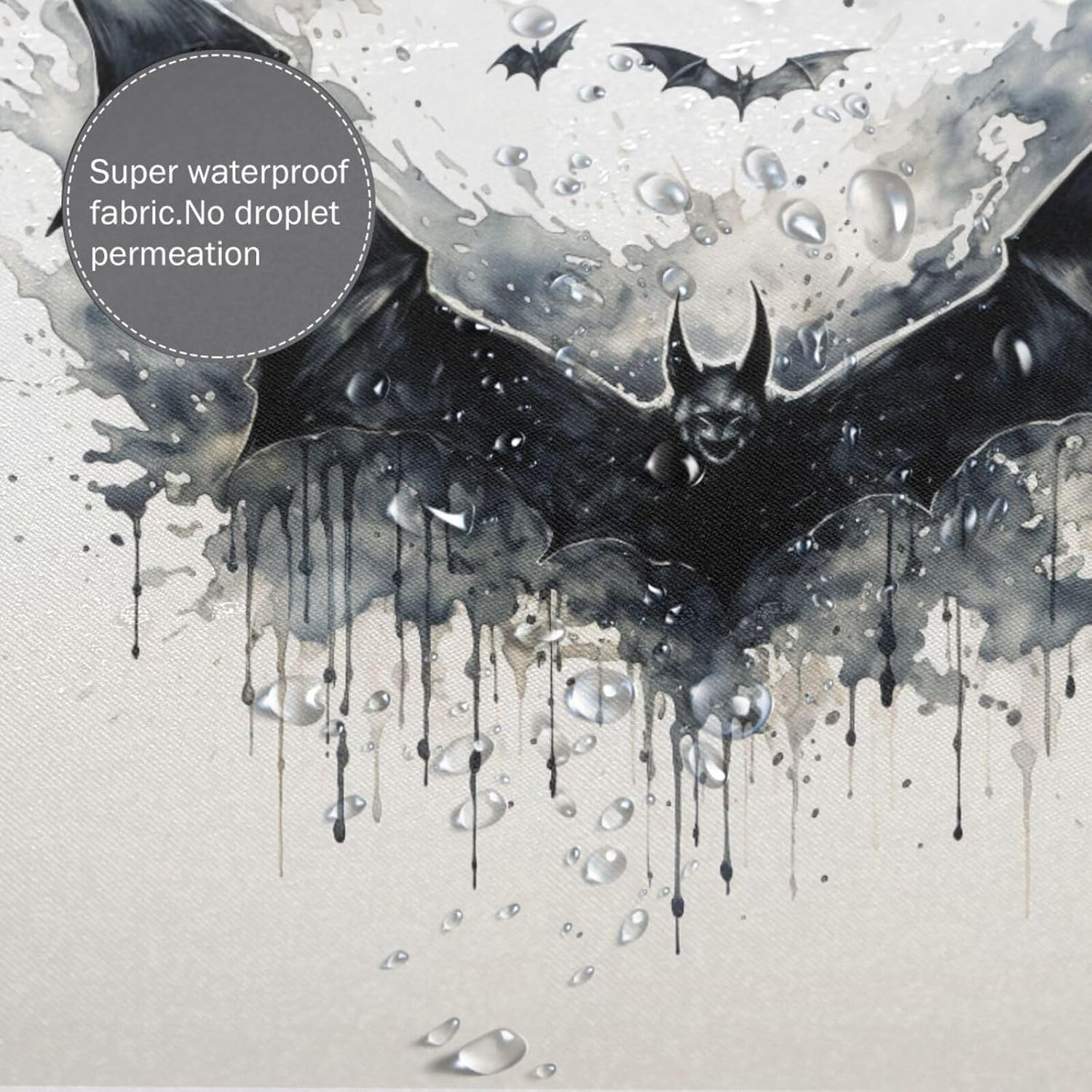 TIYAANDSY Black Bat Shower Curtain Set with 12 Hooks 72x72in