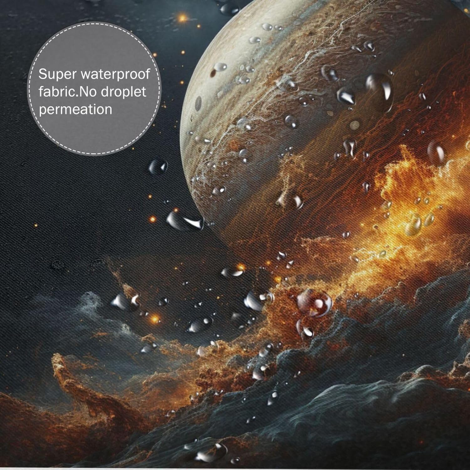 Flame Planet Shower Curtain Set 72x72in with 12 Hooks