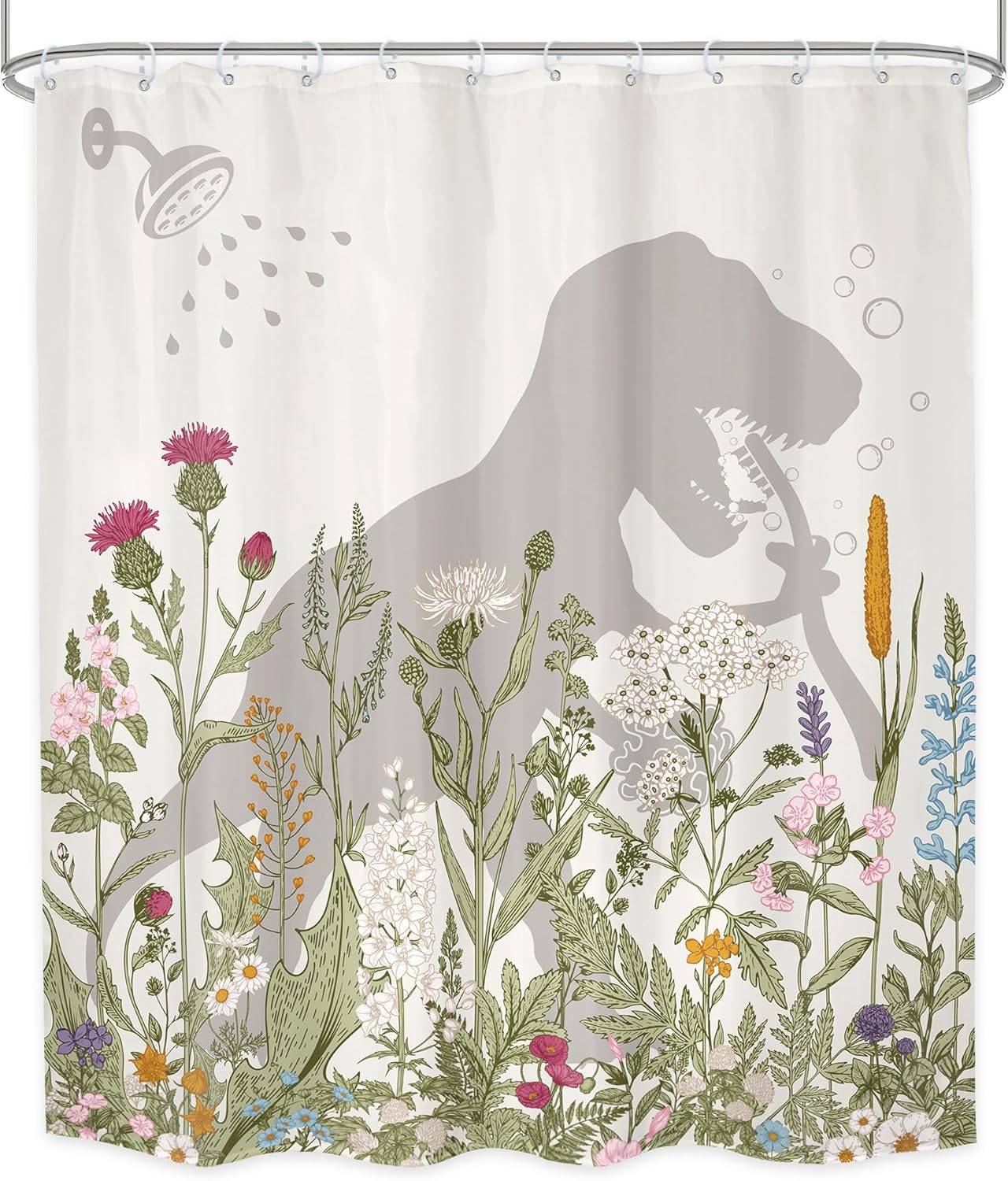 LGhtyro Dinosaur Wildflower Kids Shower Curtain Set 60x71 Inches
