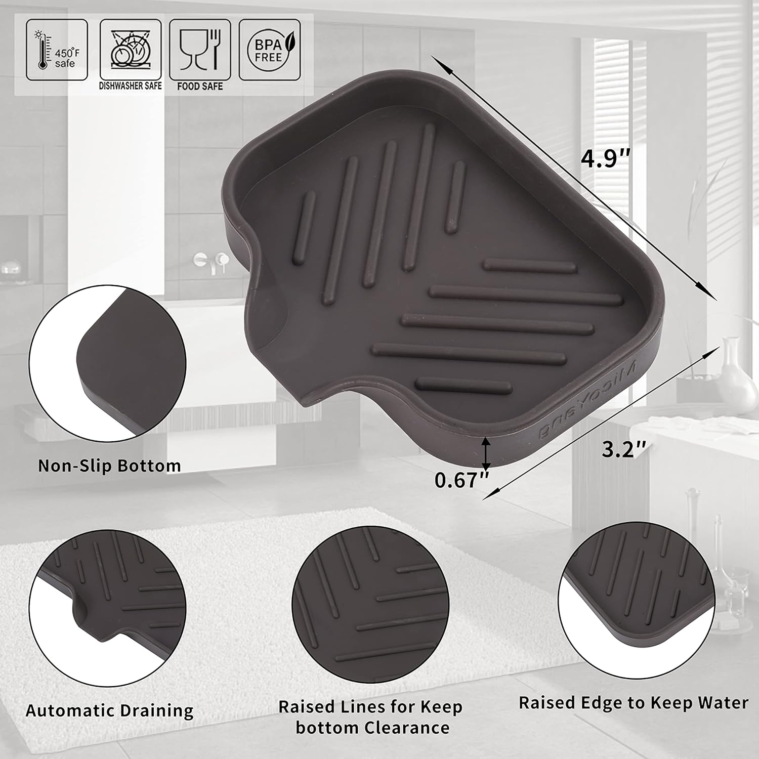 MicoYang Silicone Soap Dish with Drain Spout