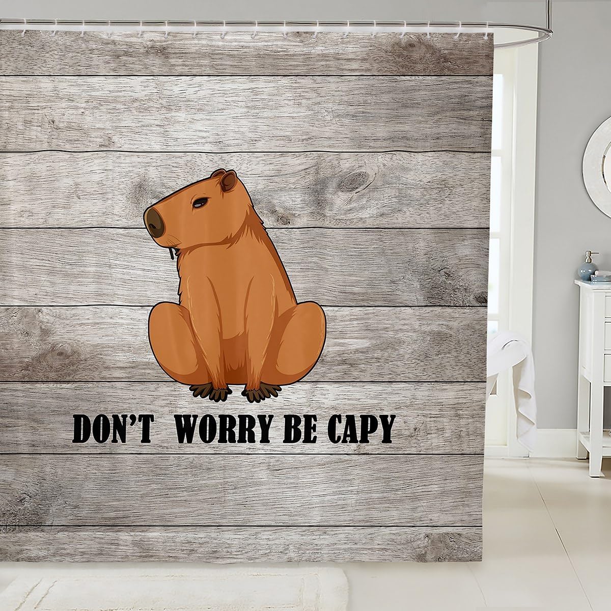 Brown Capybara Fabric Shower Curtain 72x72