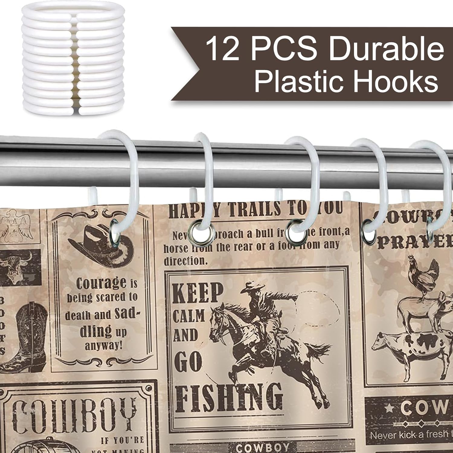 Mocsicka Western Cowboy Shower Curtain 72X72 Inches 1