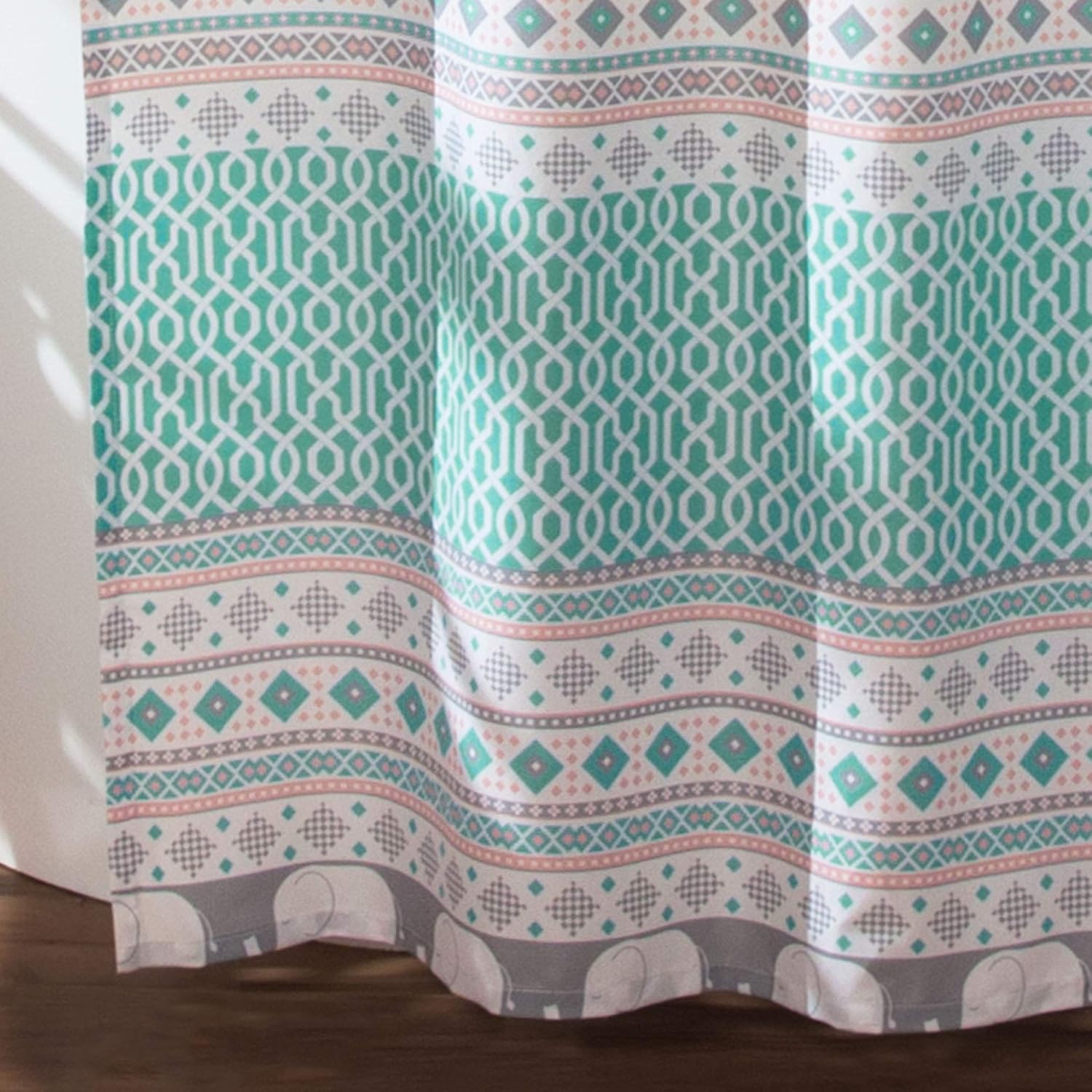 Lush Decor Elephant Stripe Shower Curtain 72x72 Turquoise Pink 1