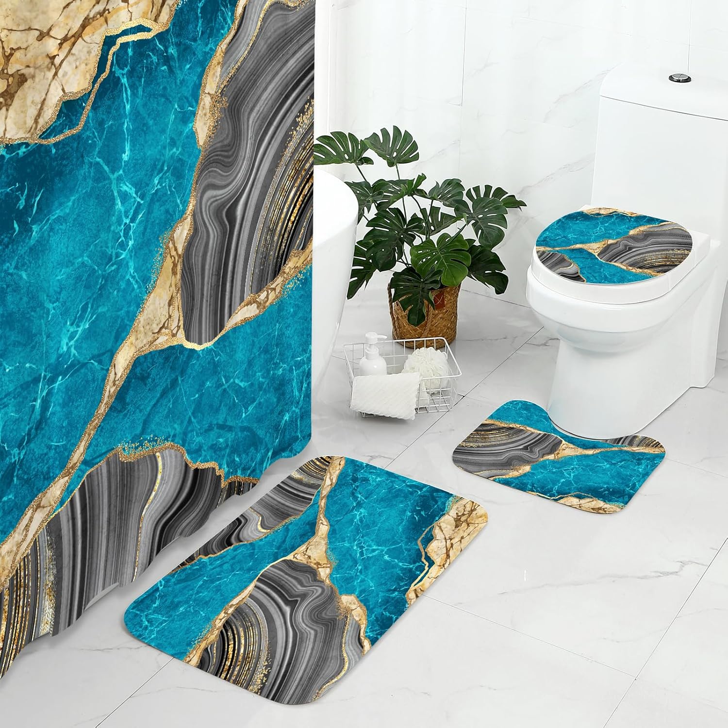 Gibelle 4 Pcs Marble Bathroom Decor Set