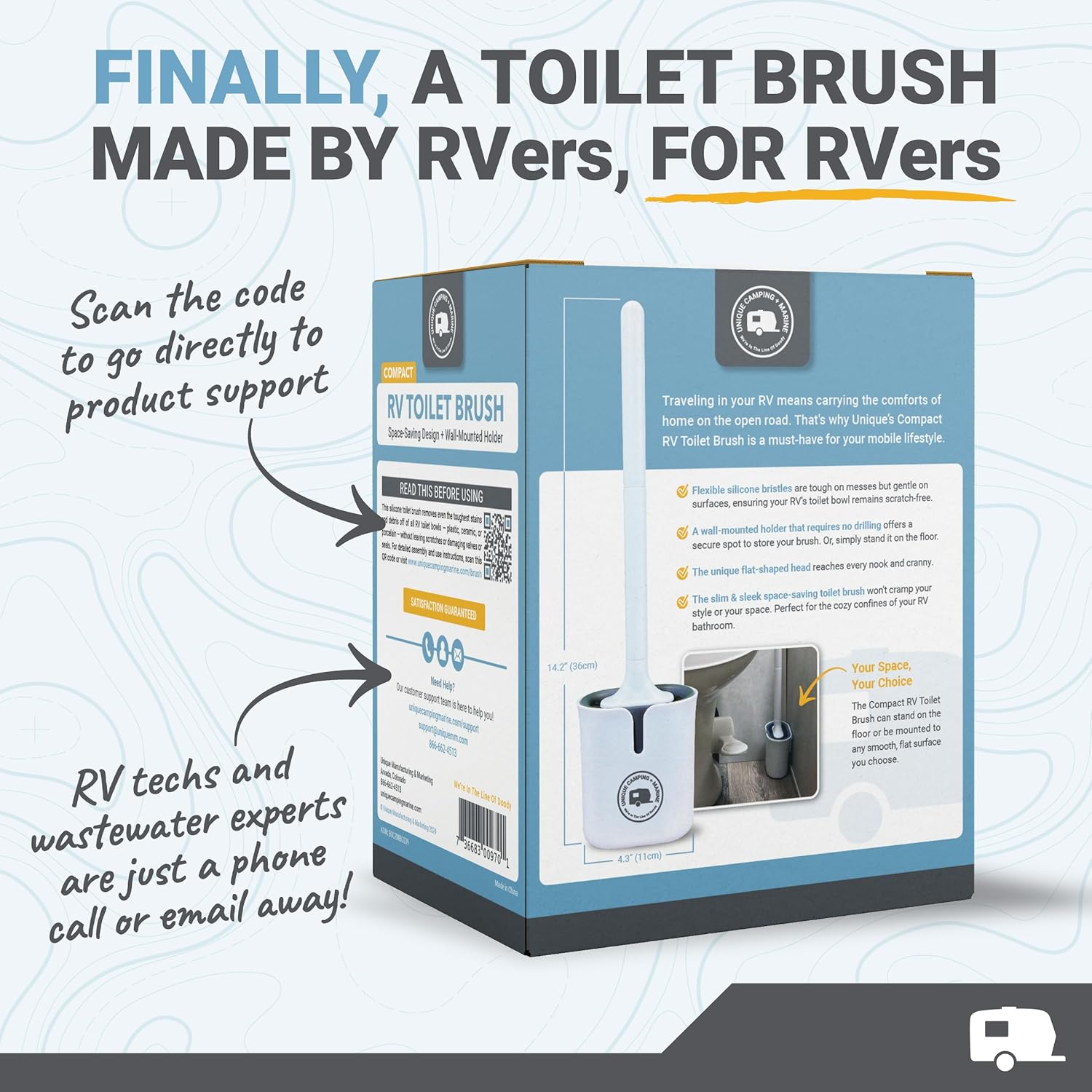 Unique Compact Silicone RV Toilet Brush with Wall-Mounted Holder 1