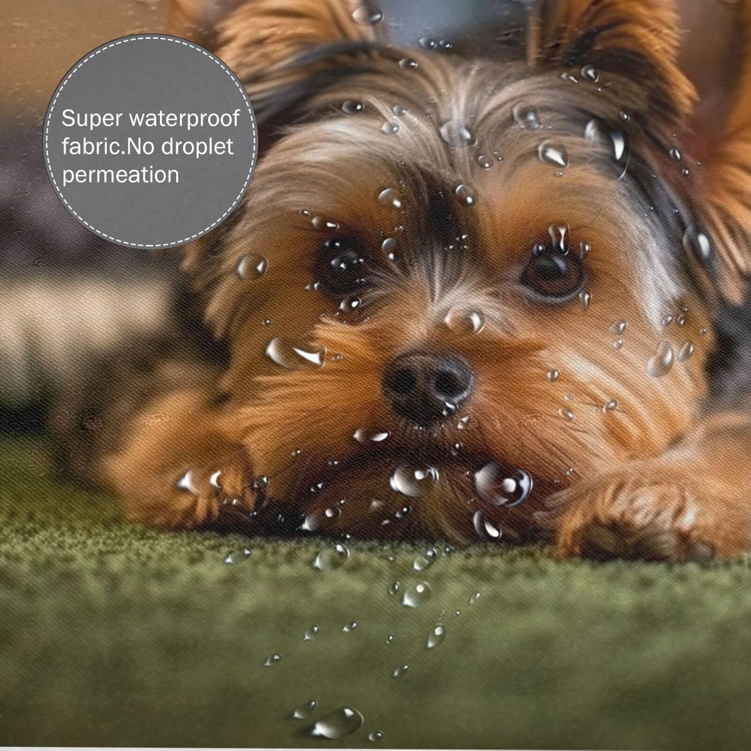 Brown Black Dog Shower Curtain Set with 12 Hooks 72x72in