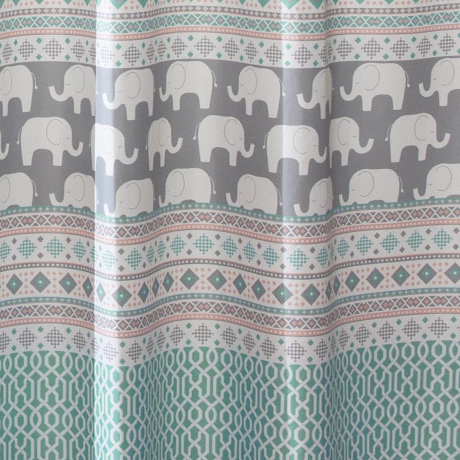 Lush Decor Elephant Stripe Shower Curtain 72x72 Turquoise Pink 1
