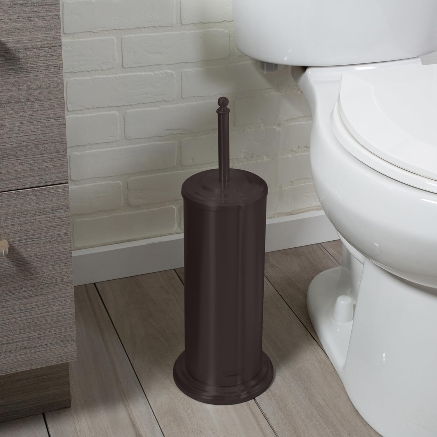 Bath Bliss Cylinder Free Standing Toilet Plunger Holder Bronze