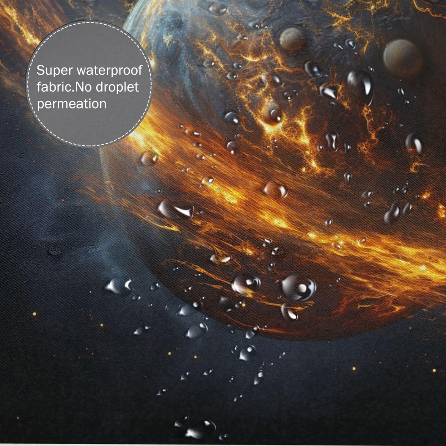Flame Planet Shower Curtain Set with 12 Hooks 72x72in