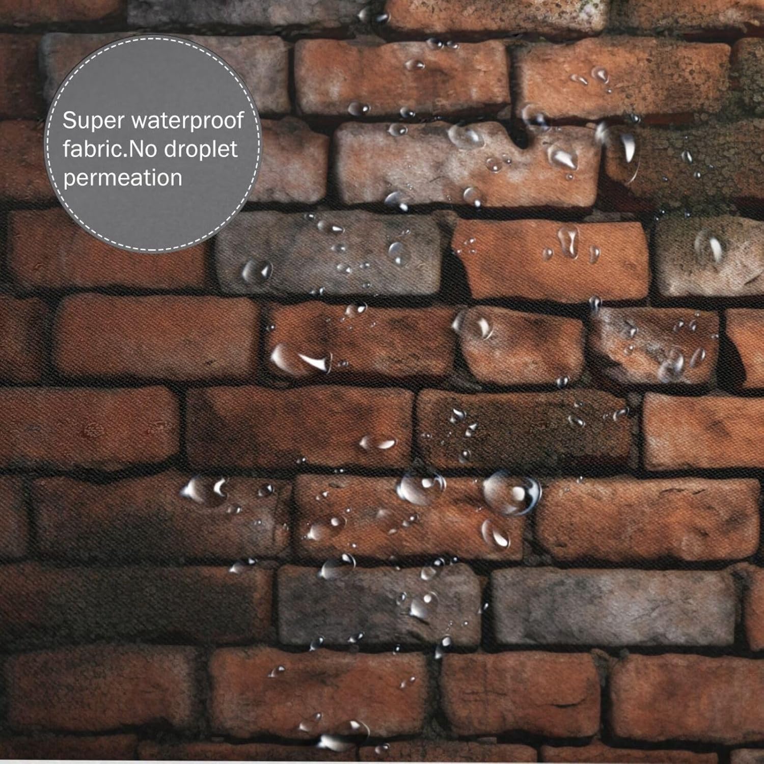 Red Brick Wall Pattern Shower Curtain Set with 12 Hooks