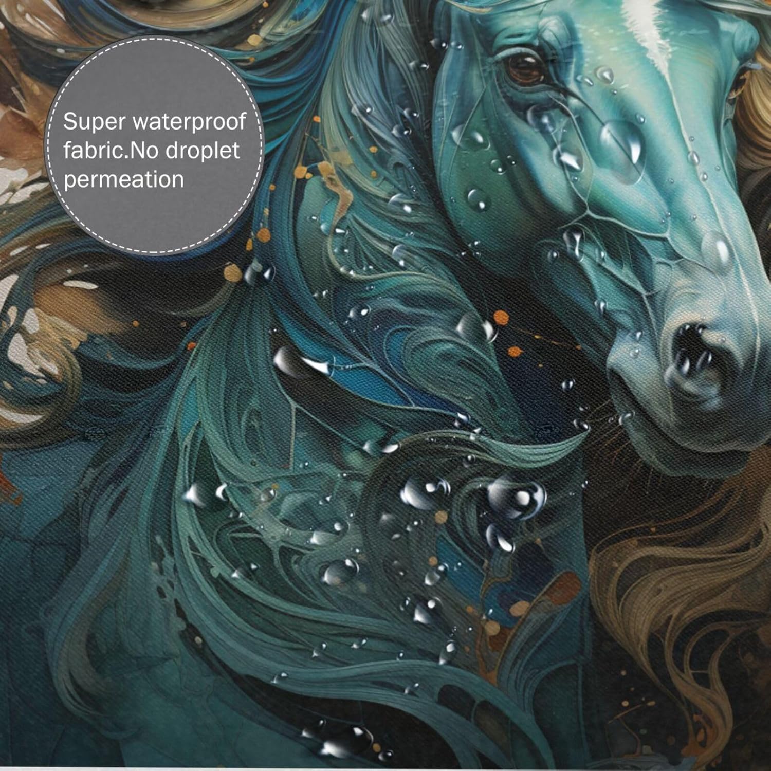 Green Horse Shower Curtain Set with 12 Hooks 72x72in
