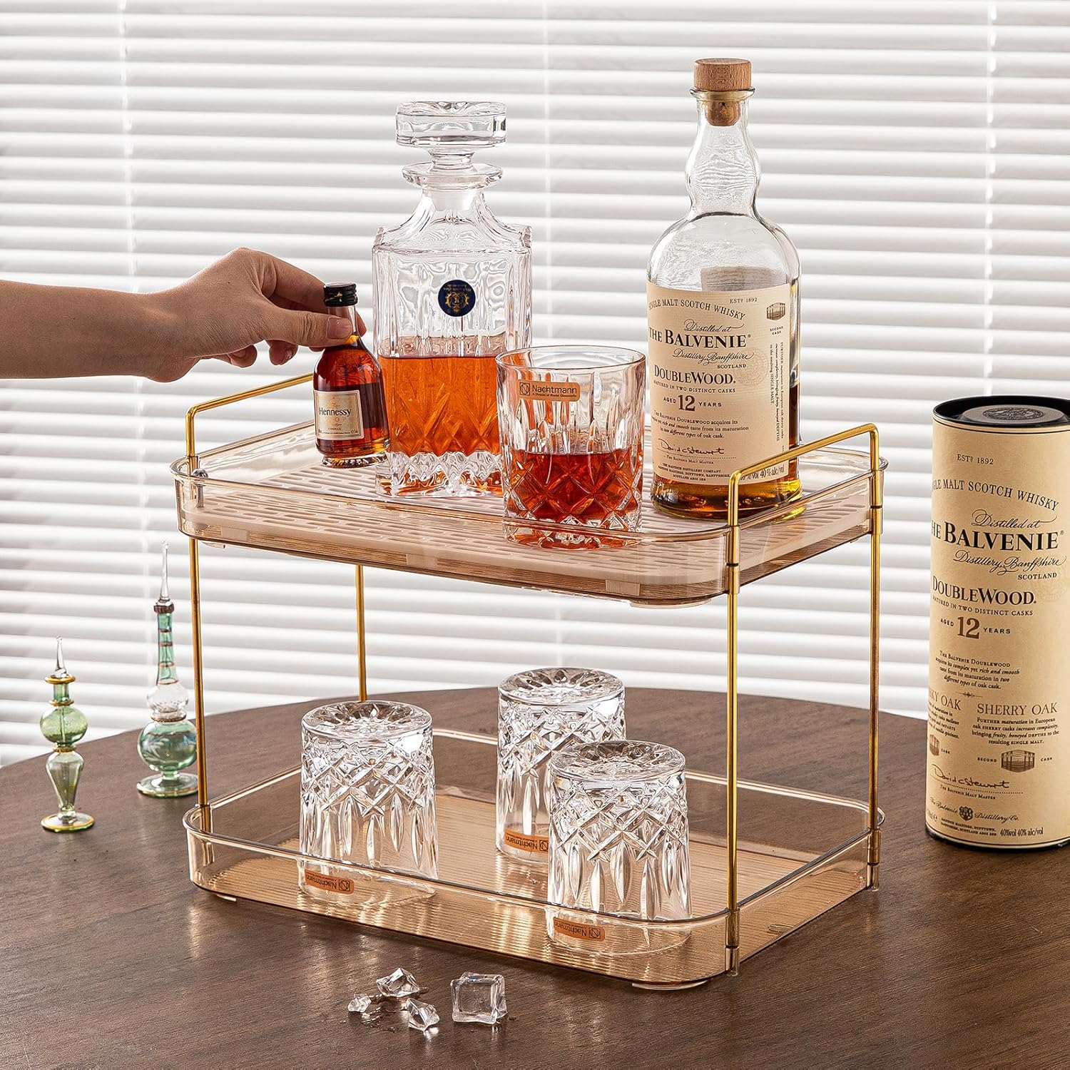 Seoneiro Whiskey Tray with Drain Board and Cup Holders 1