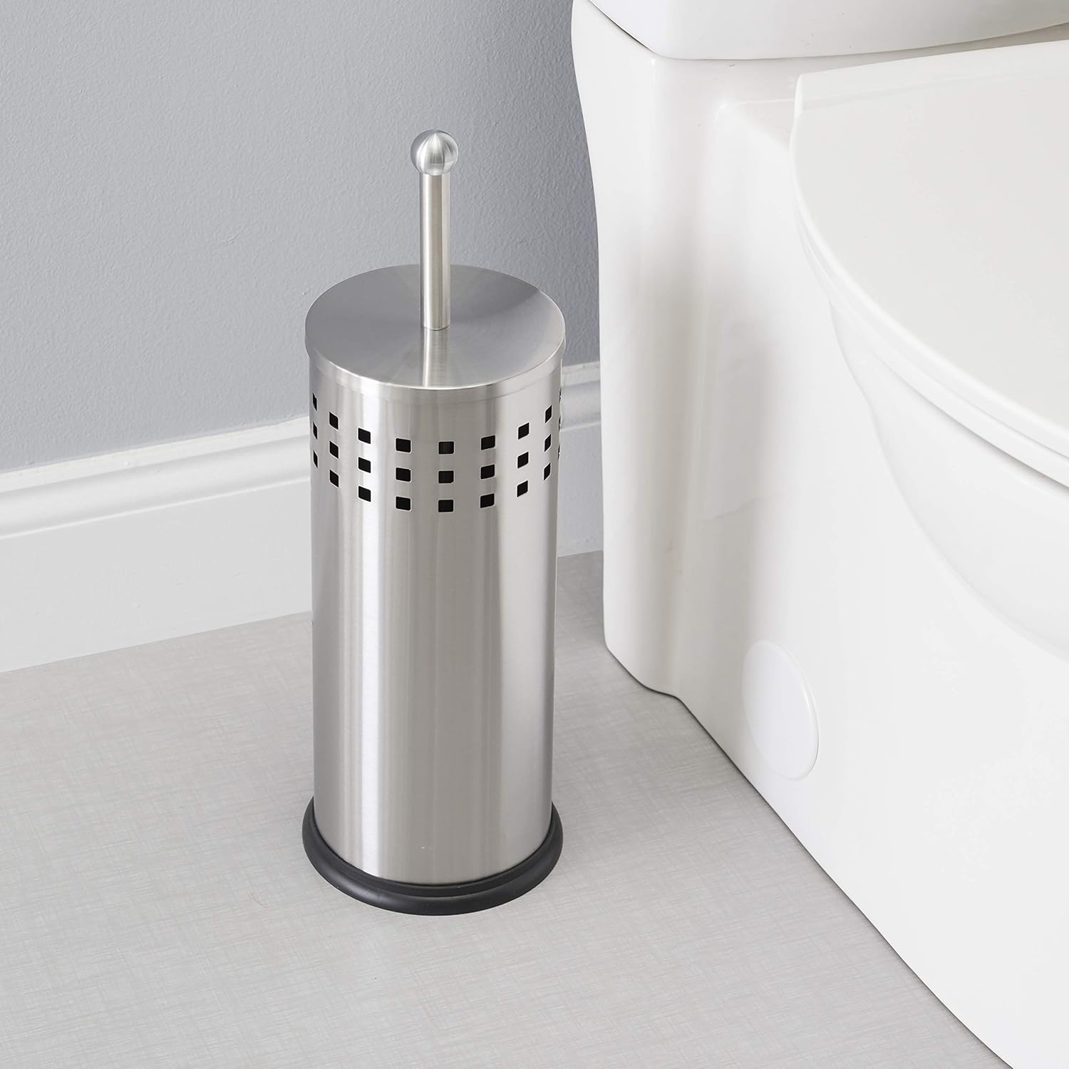 Home Basics Brushed Metal Toilet Plunger With Holder