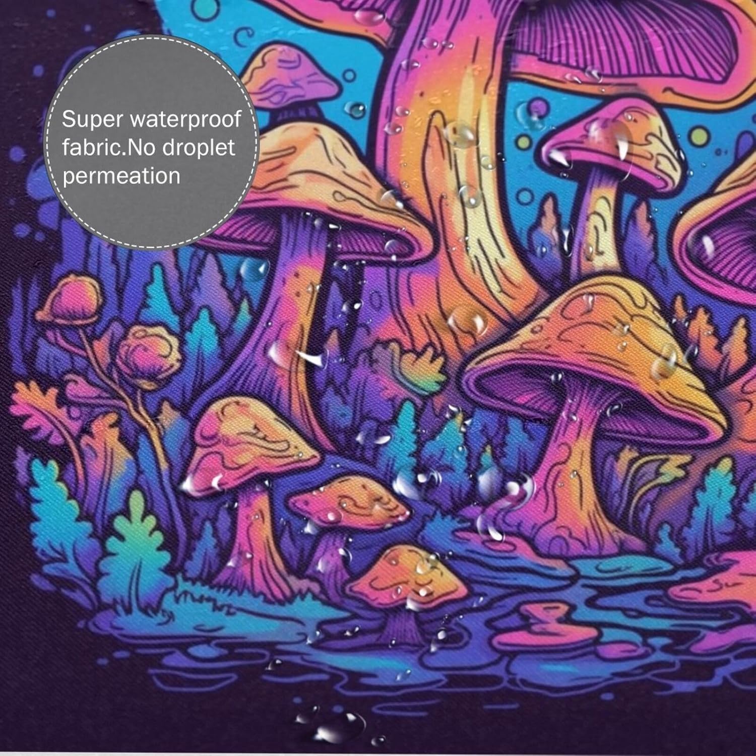 Trippy Mushroom Shower Curtain Set Red Blue Forest