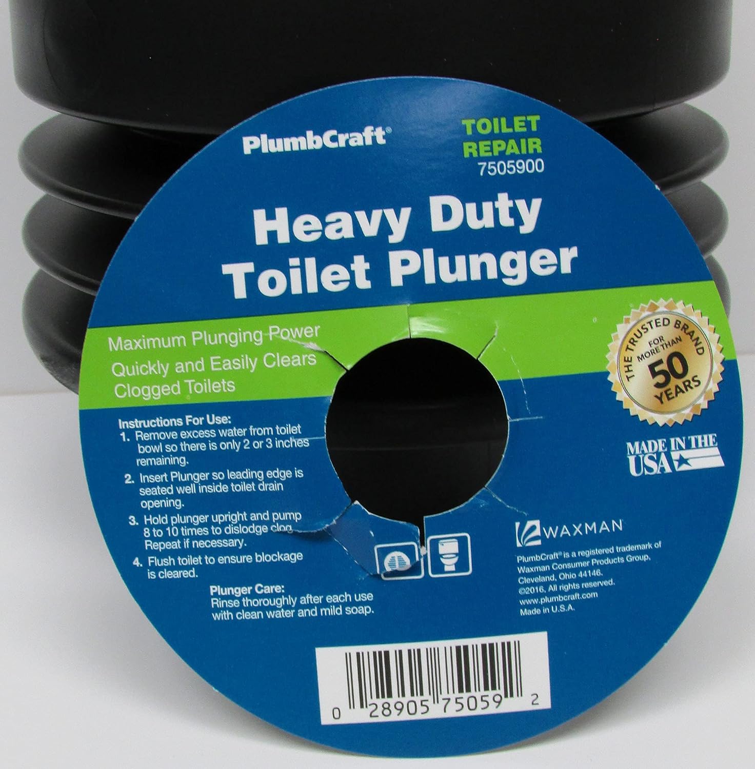 PlumbCraft Heavy Duty Toilet Plunger - Black
