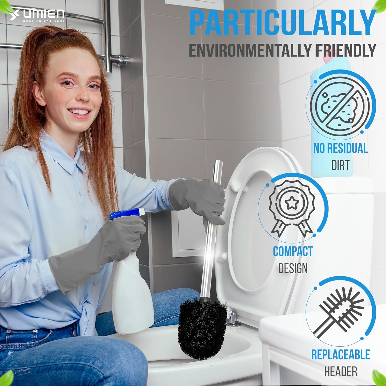 UMIEN Toilet Brush with Lid and Canister