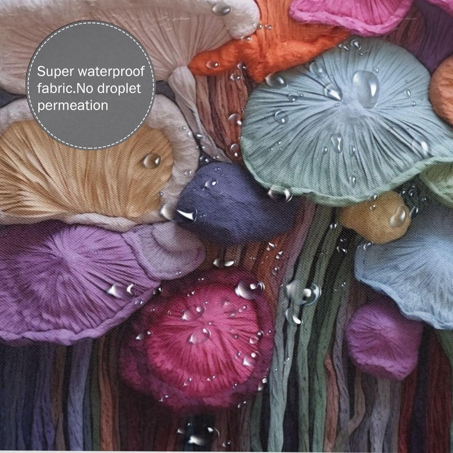 Red Blue Mushroom Shower Curtain Set with 12 Hooks 72x72in