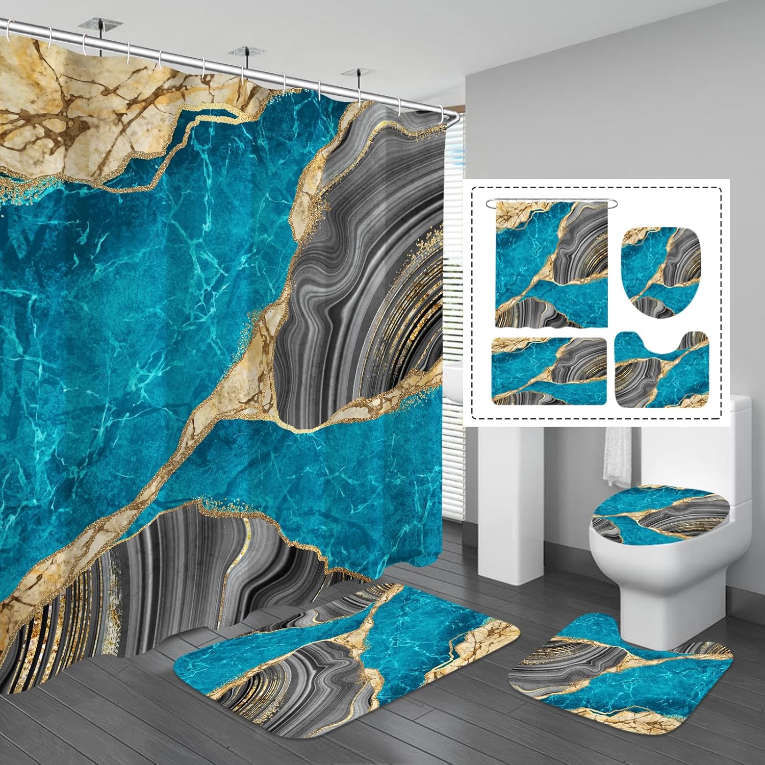 Gibelle 4 Pcs Marble Bathroom Decor Set