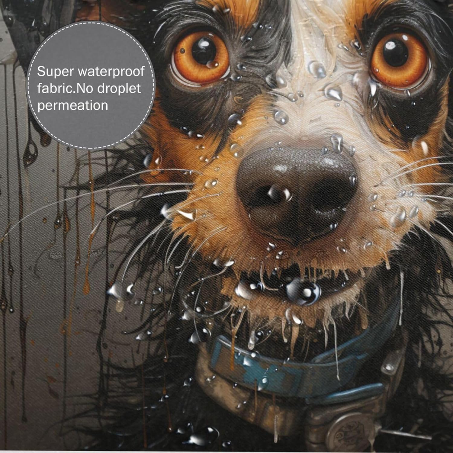 Smile Dog Waterproof Shower Curtain Set with 12 Hooks 72x72in