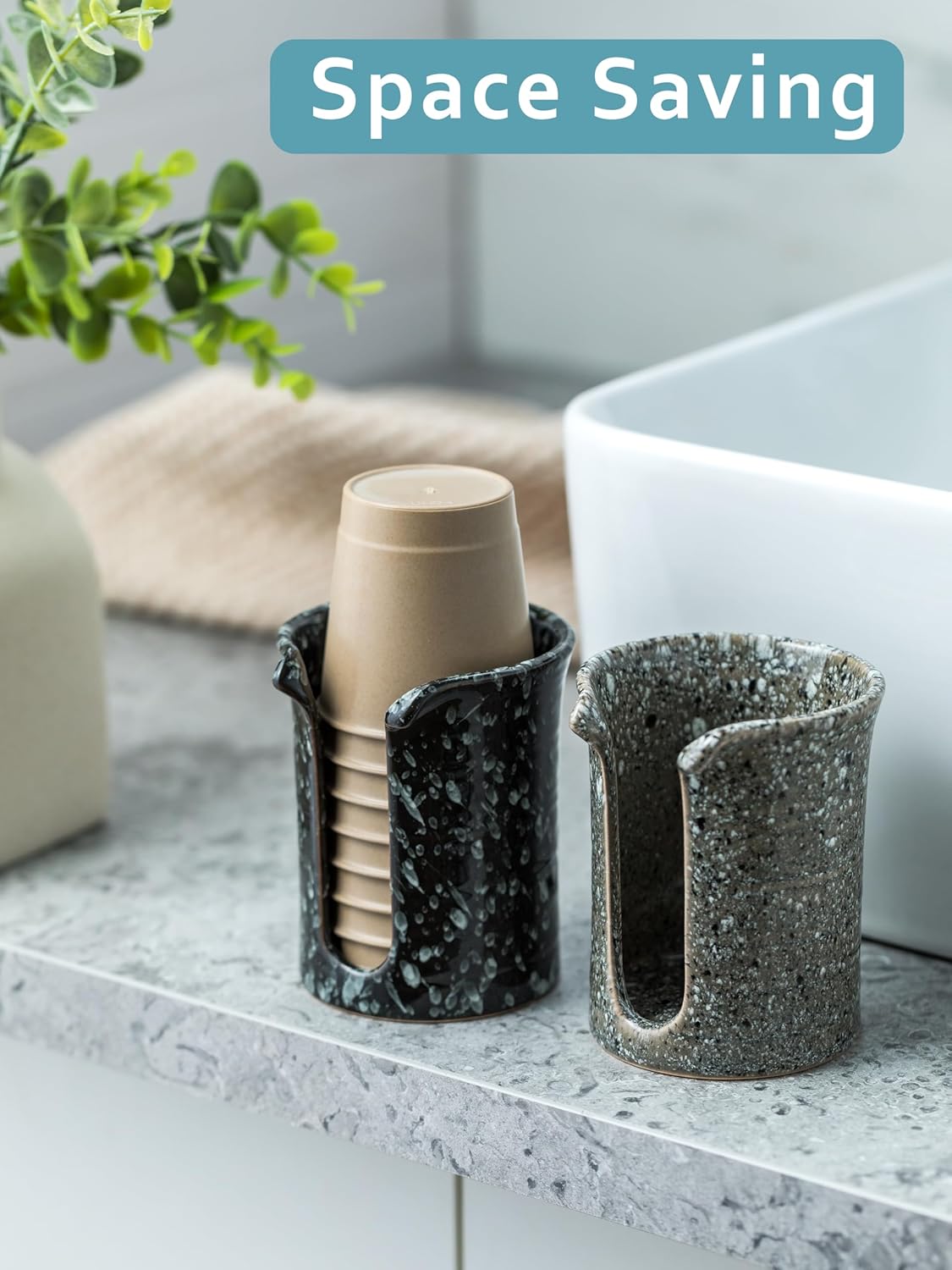 YHOJOY Ceramic Cup Holder for 3 Oz Bathroom Cups