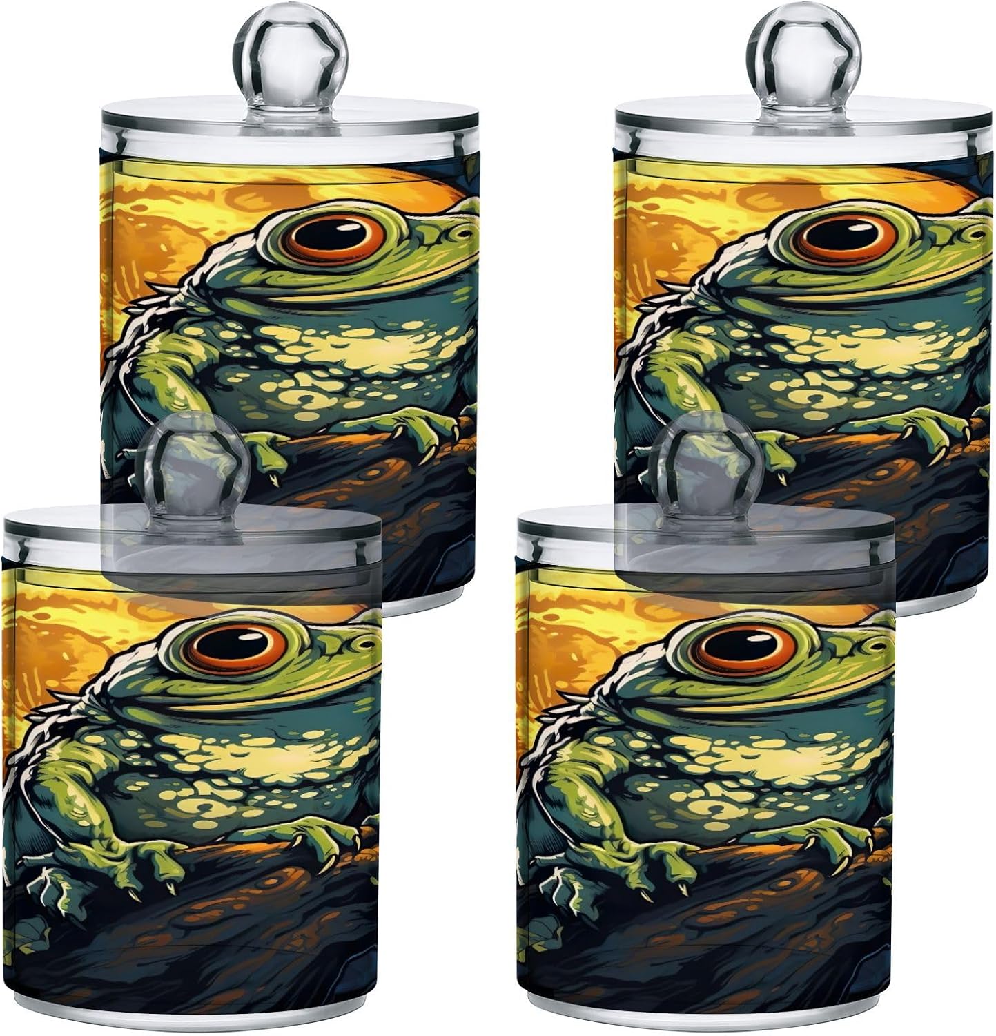 YETTASBIN Frog Apothecary Jars 2 Pack 14 oz Clear Dispenser with Lid