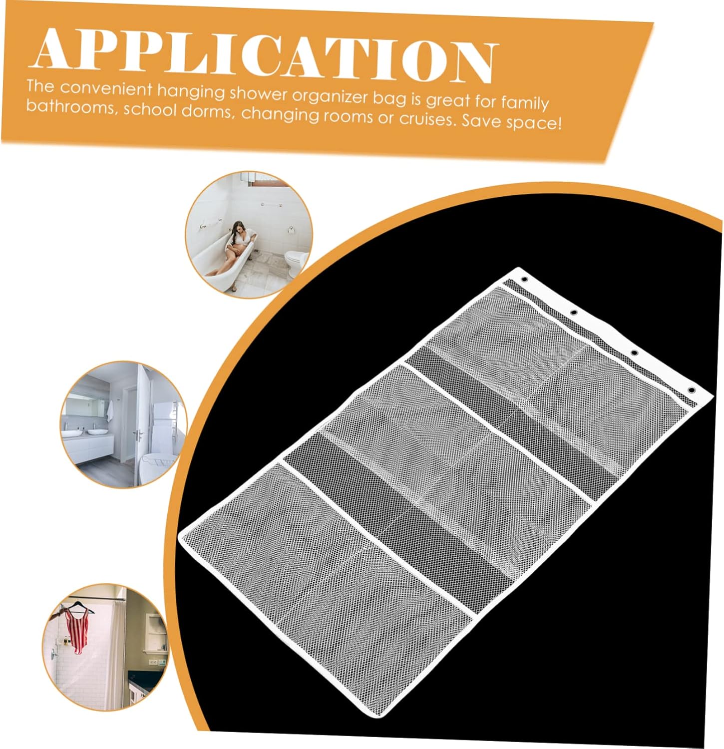 JECOMPRIS Shower Mesh Organizer with 6 Pockets