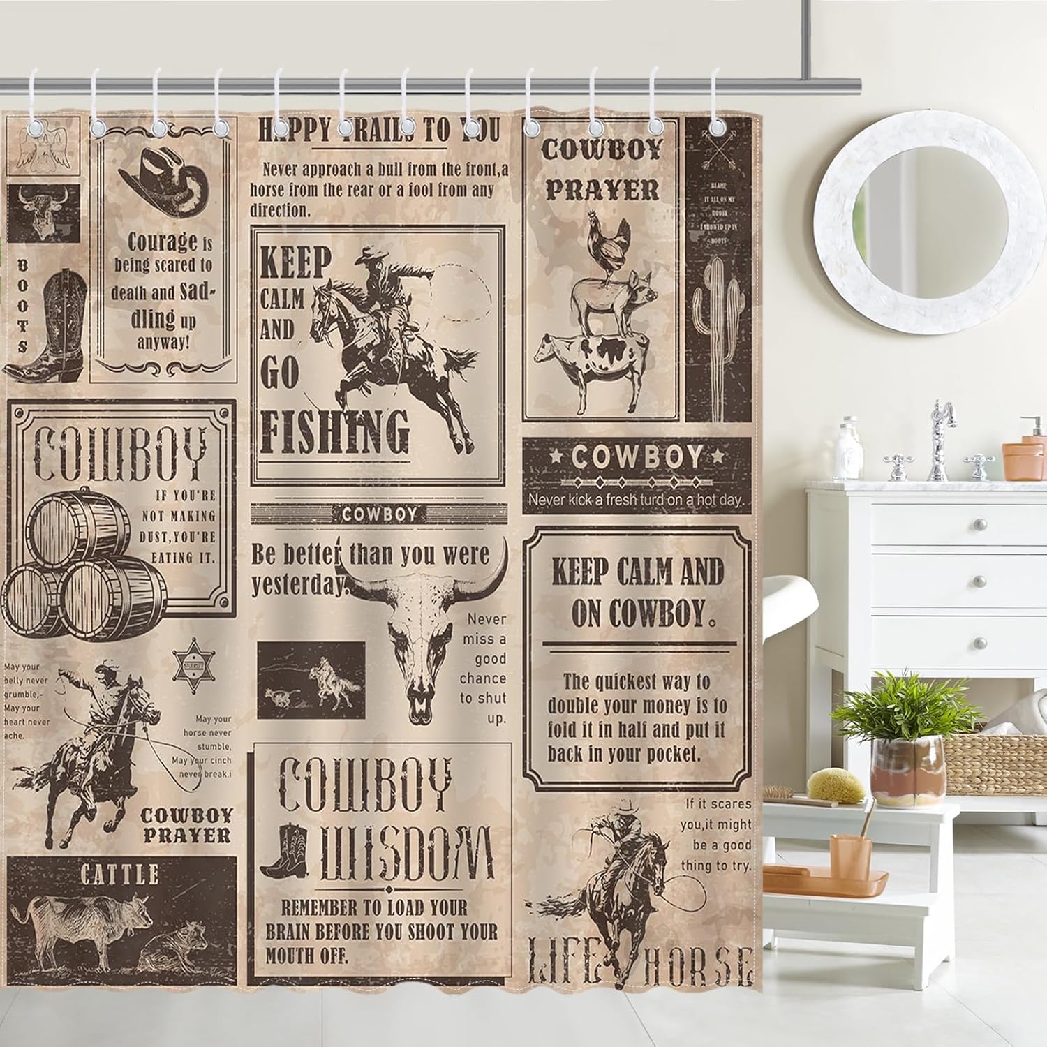 Mocsicka Western Cowboy Shower Curtain 72X72 Inches 1