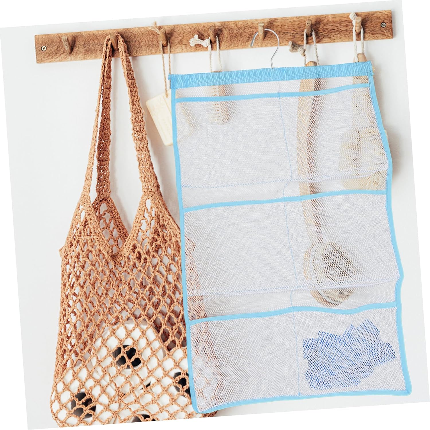 Mesh Shower Organizer with Single Hook for Quick Drying