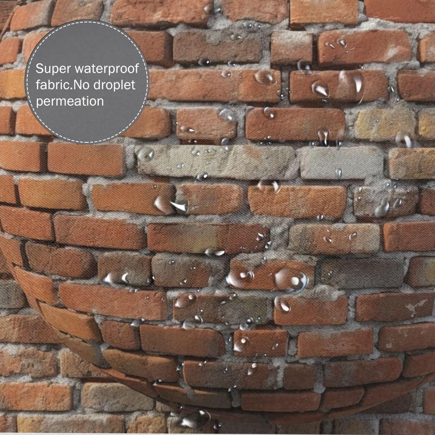 Red Brick Wall Pattern Shower Curtain Set with 12 Hooks 72x72in 1