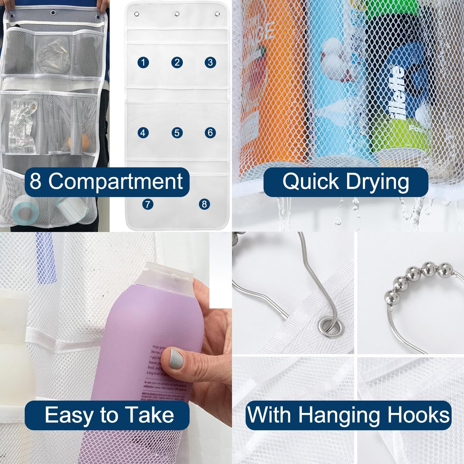 Halyuhn 8 Pockets Shower Caddy Organizer 2 Pack