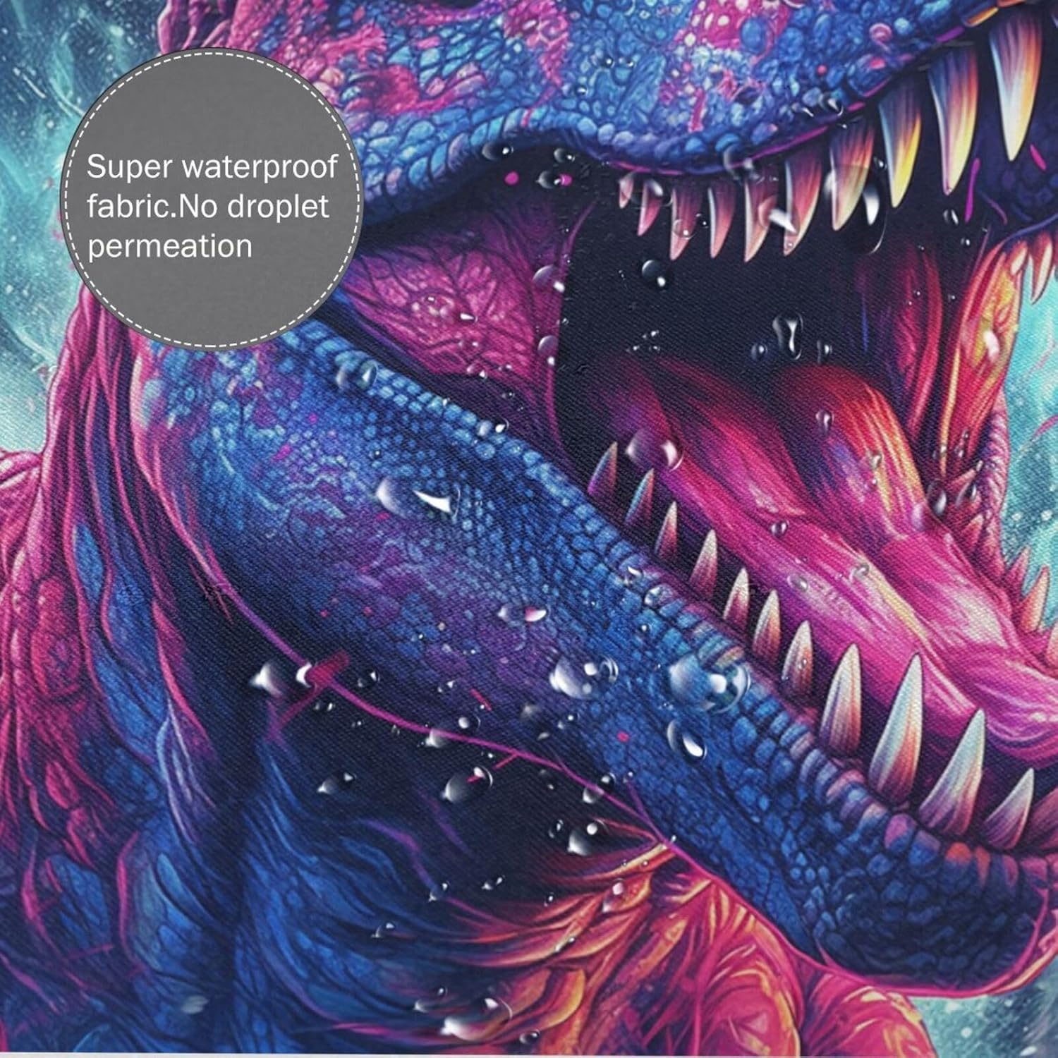 Roaring Dinosaur Waterproof Shower Curtain Set with 12 Hooks