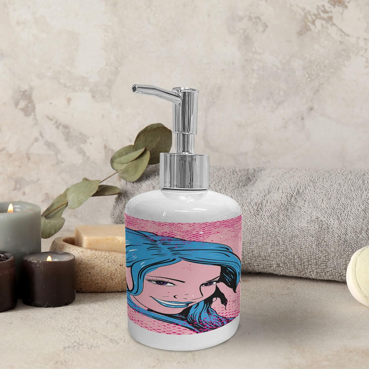 Ambesonne Aloha Soap Dispenser Toothbrush Holder Set