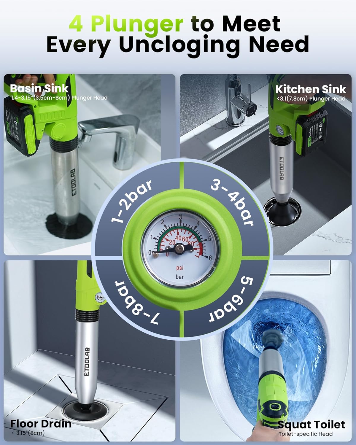 Electric Toilet Plunger Heavy Duty Clog Remover
