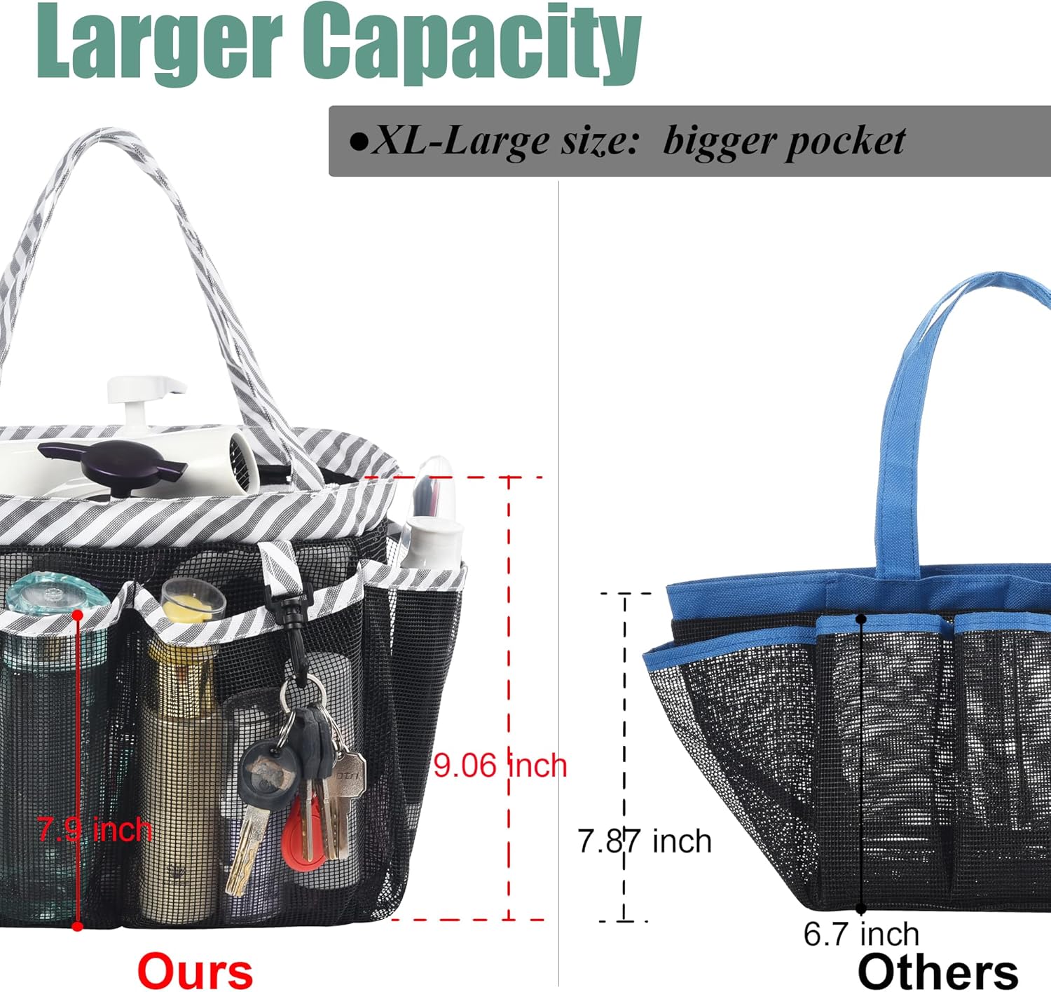 WEHUSE Extra Large Mesh Shower Caddy with Waterproof Inner Bag