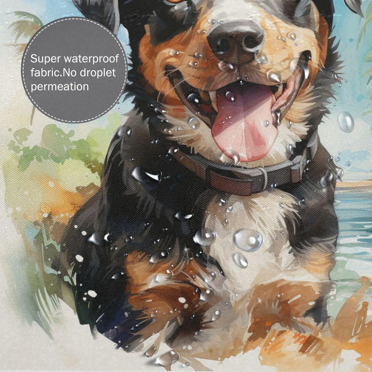 TIYAANDSY Black Dog Shower Curtain Set with 12 Hooks 72x72in