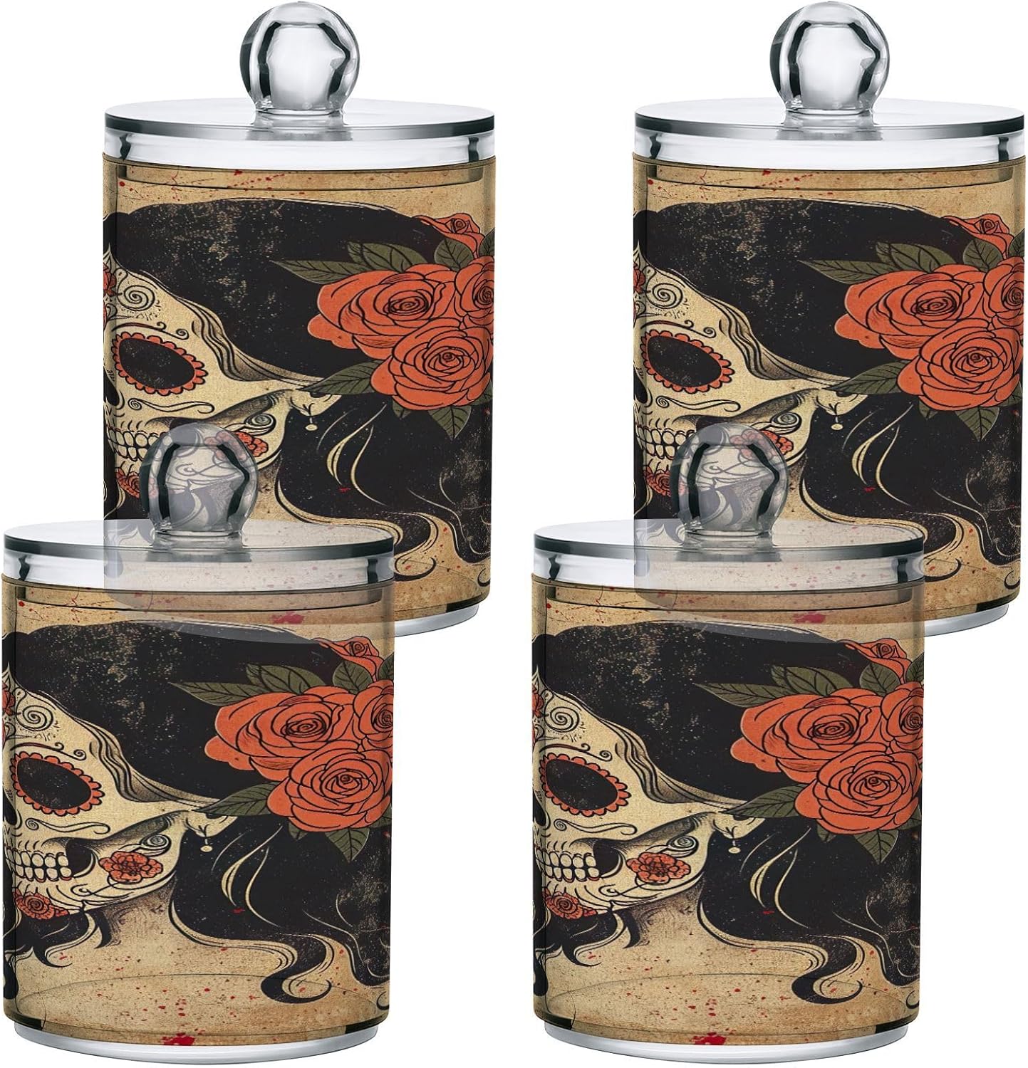 YETTASBIN Clear Apothecary Jars 2 Pack - 14 oz Cotton Swab Holder