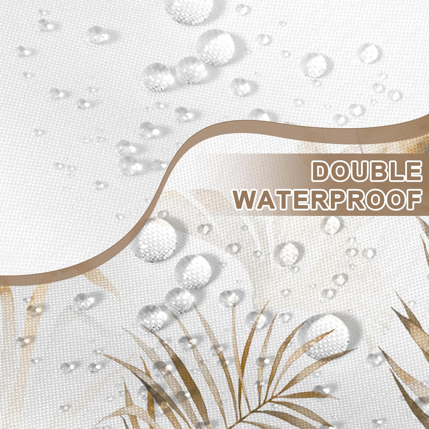 Boho Tropical Shower Curtain Set with Liner Brown Tan 71x74