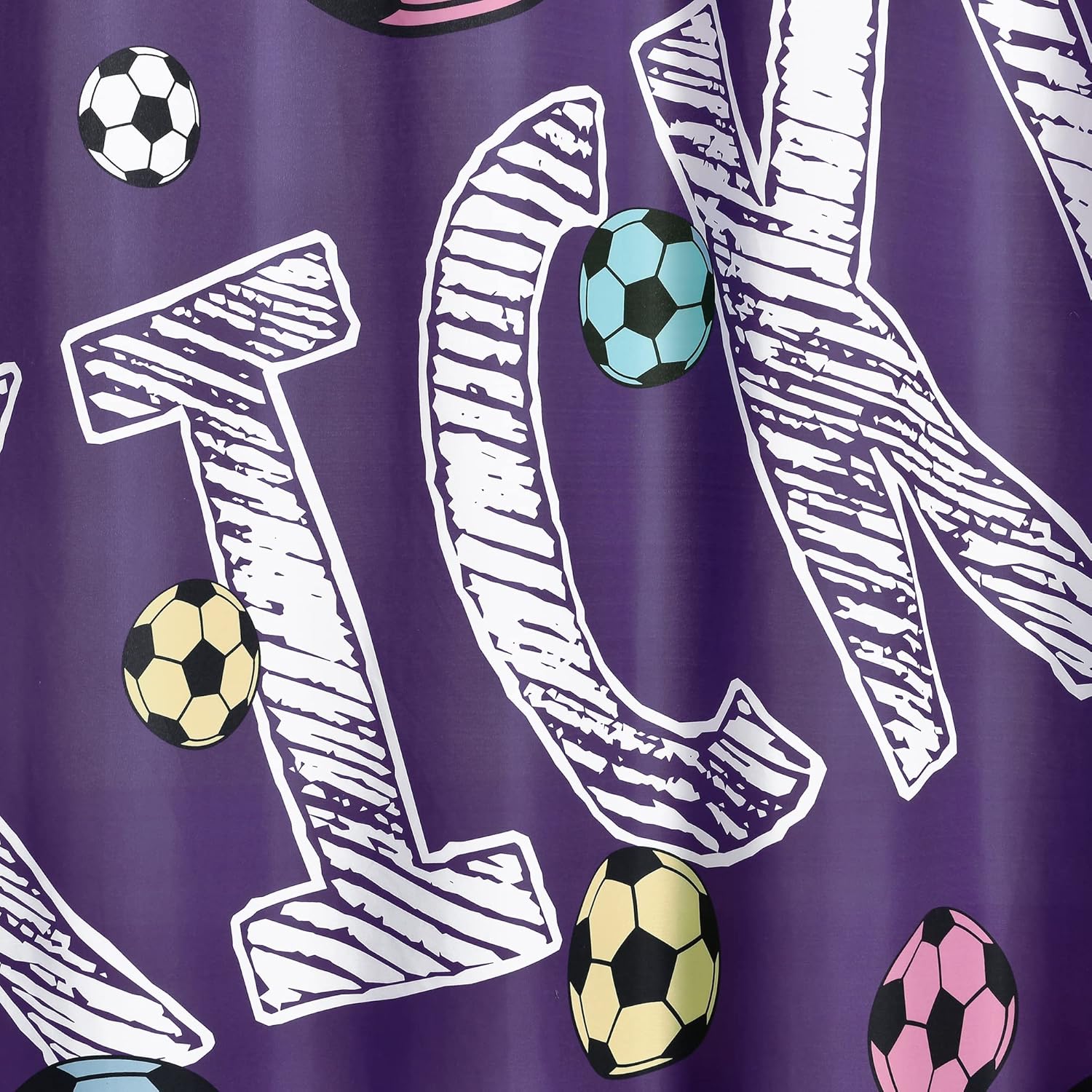 Lush Decor Girls Soccer Kick Shower Curtain 72x72 Purple 1